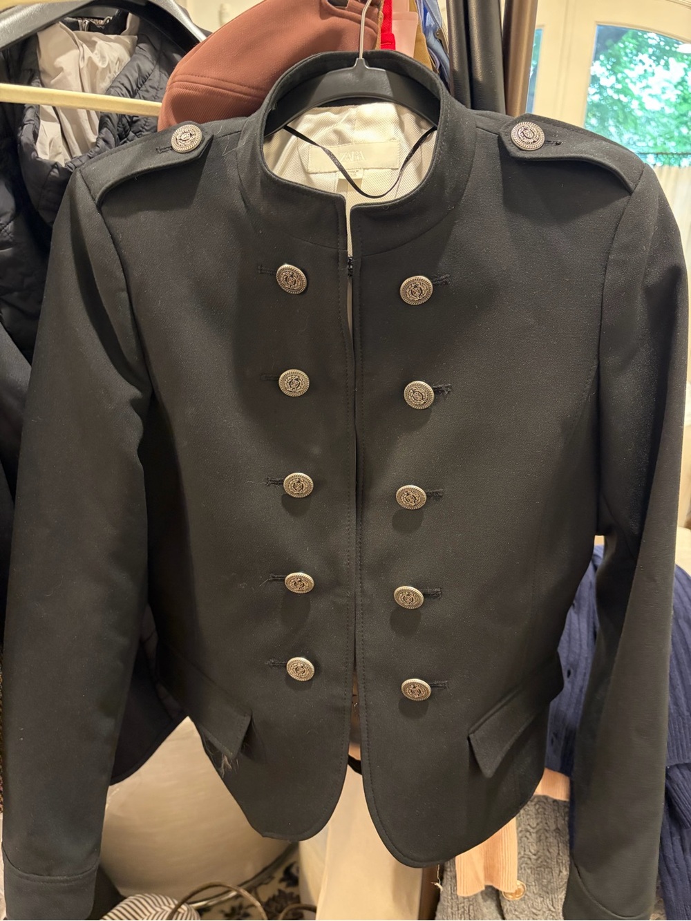 Zara Womens Military-Style Black Jacket